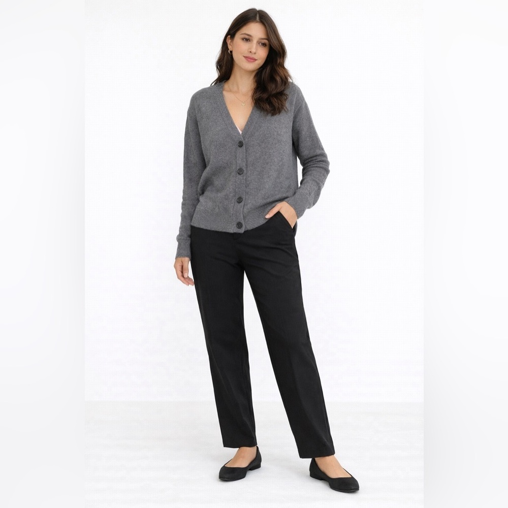 James Perse 100% Cashmere Heather Gray Button Cardigan Size 3 L